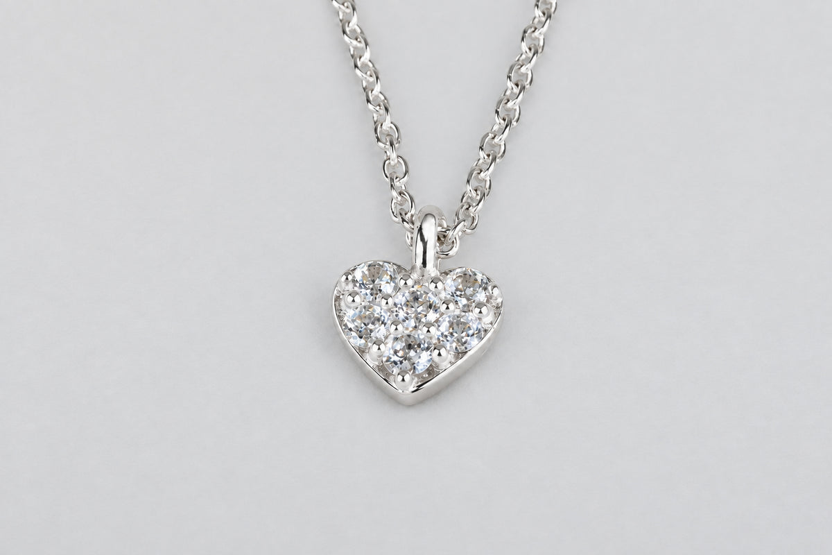 Sterling Silver Small CZ Heart Necklace