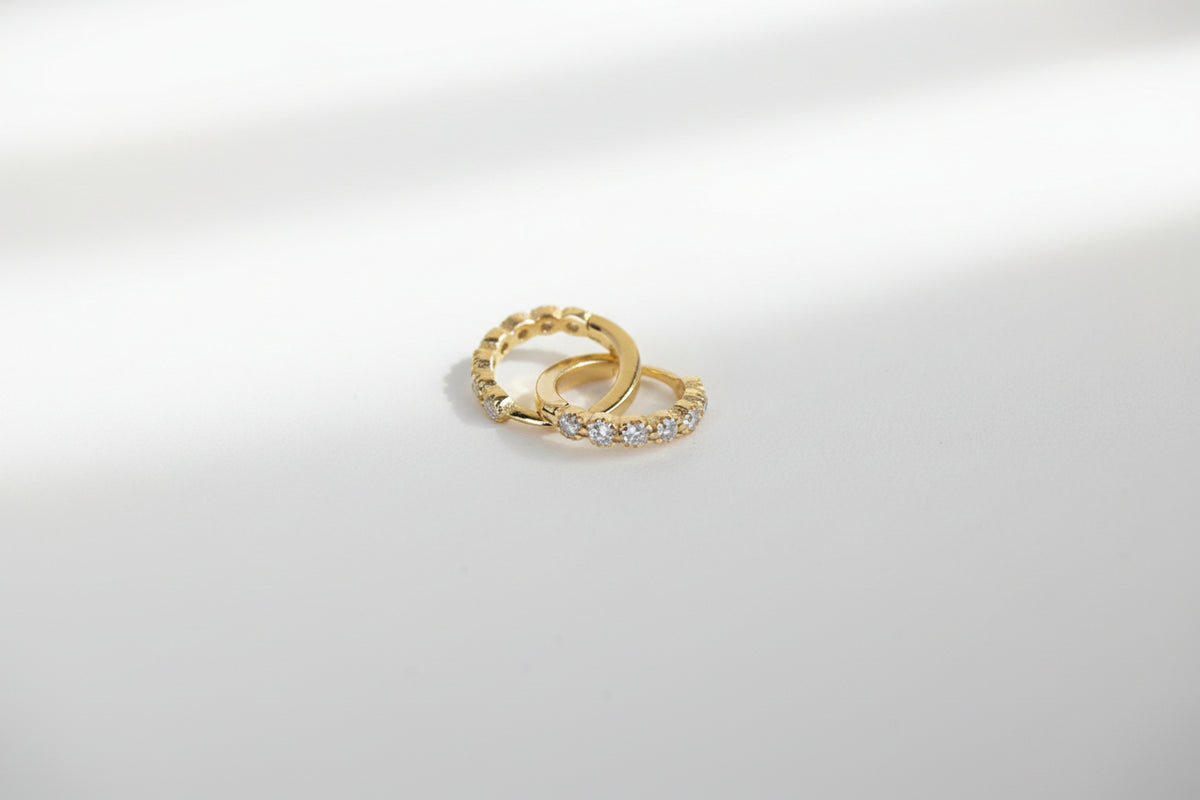 Gold Plated Small Huggie Earrings With CZ