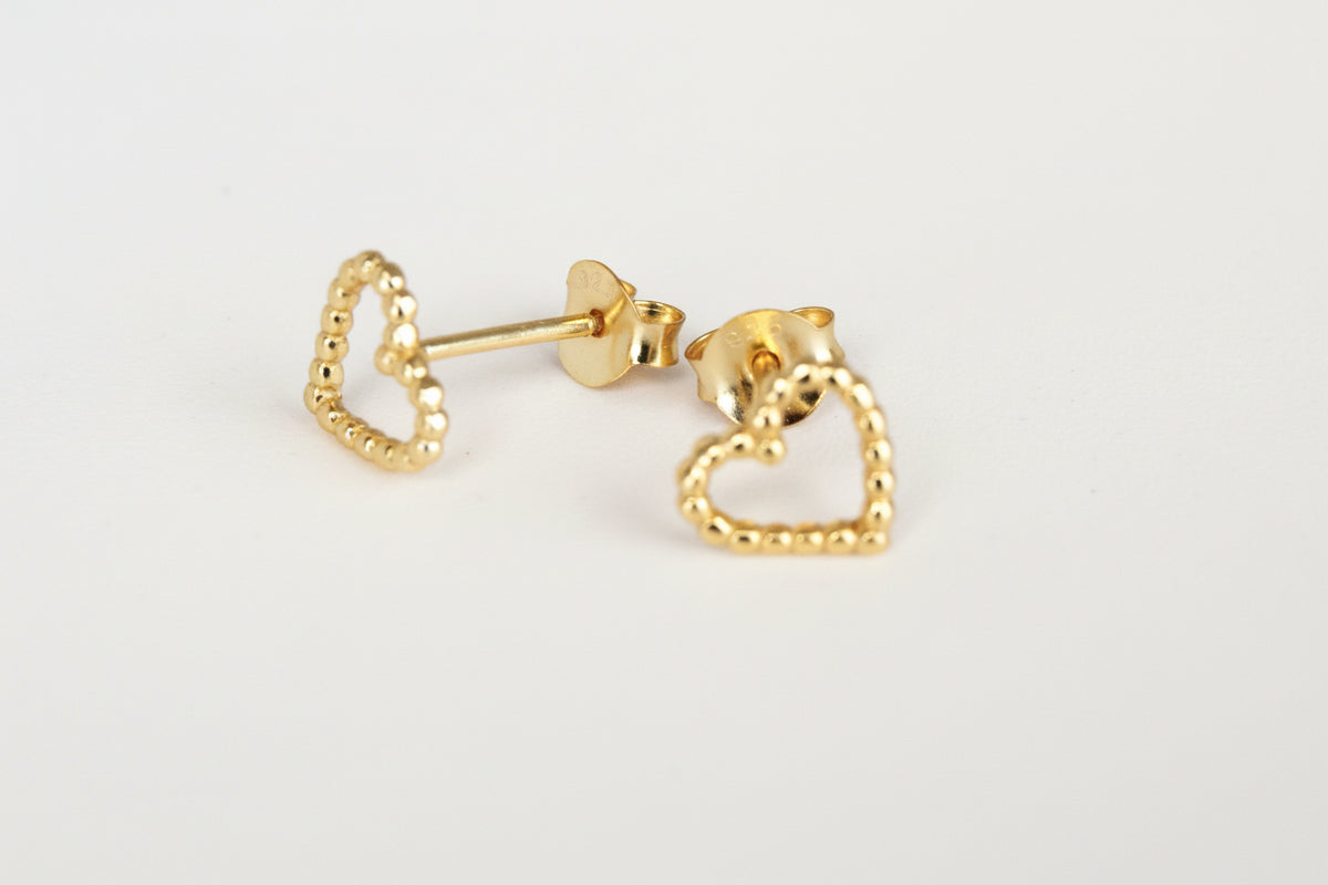 Gold Plated Wire Heart Stud Earrings
