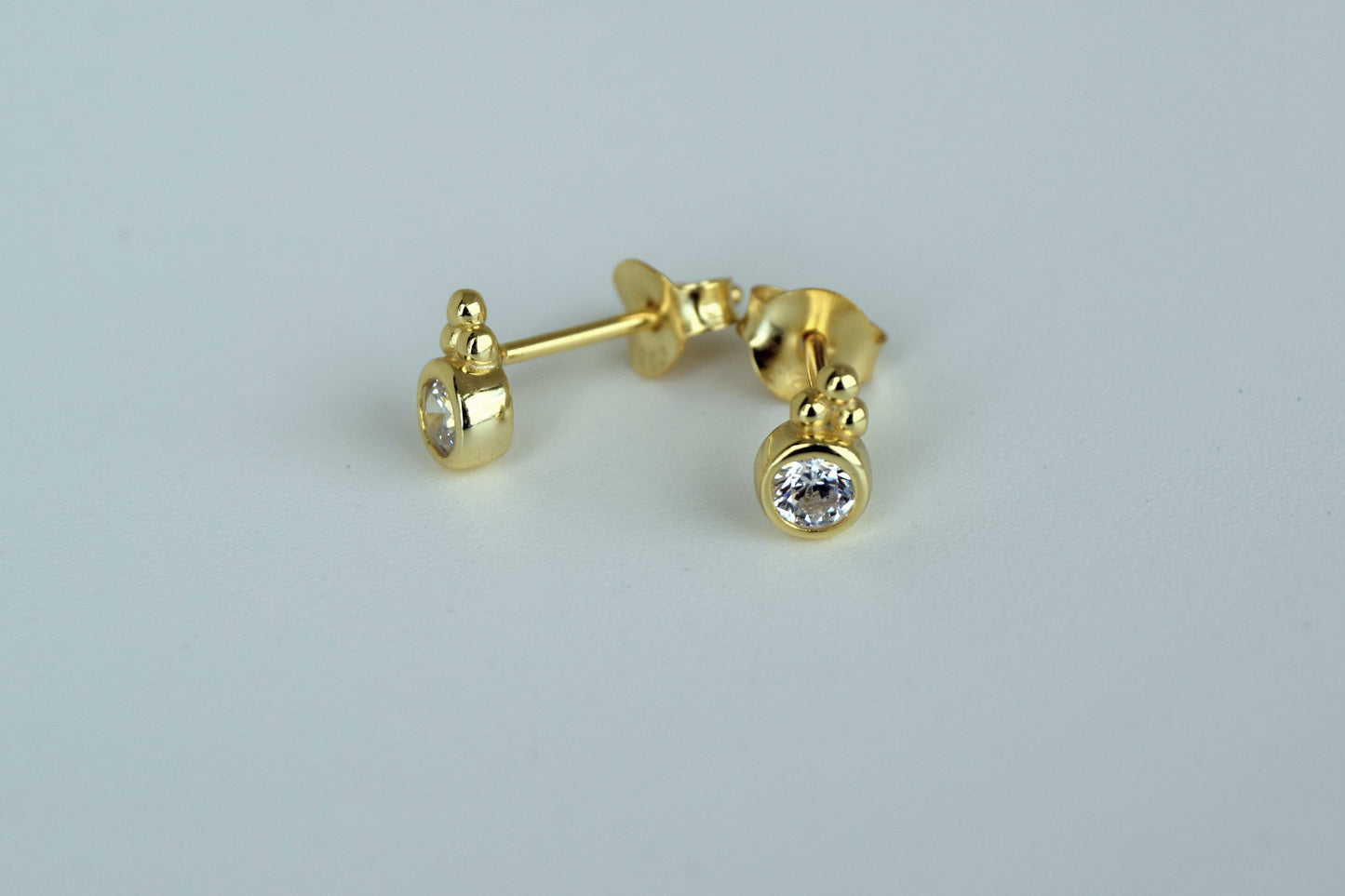 Gold Plated CZ With Balls Stud Earrings