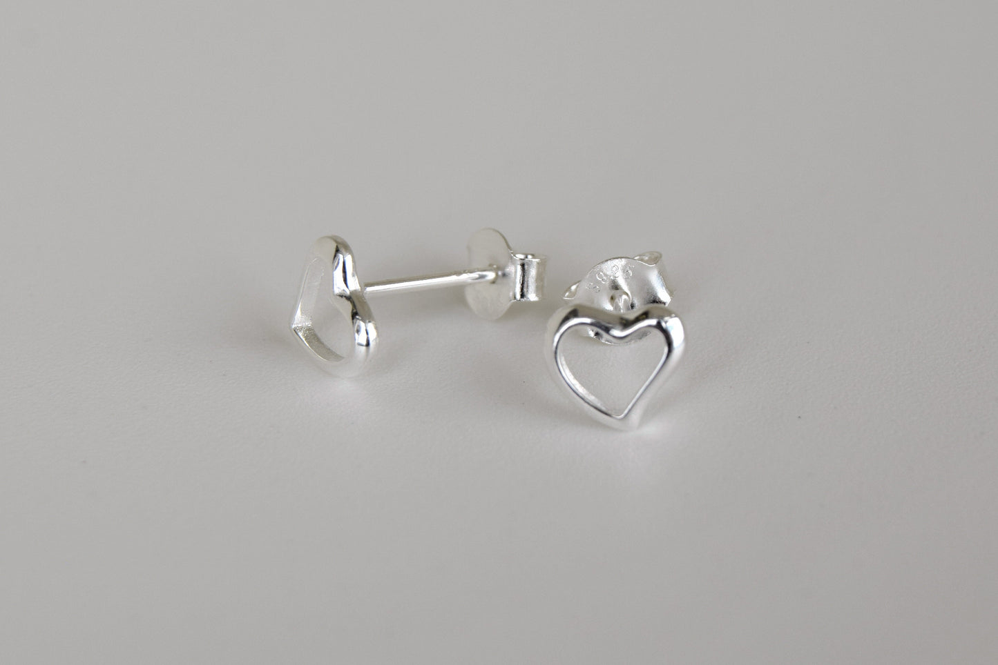 Sterling Silver Open Heart Stud Earrings