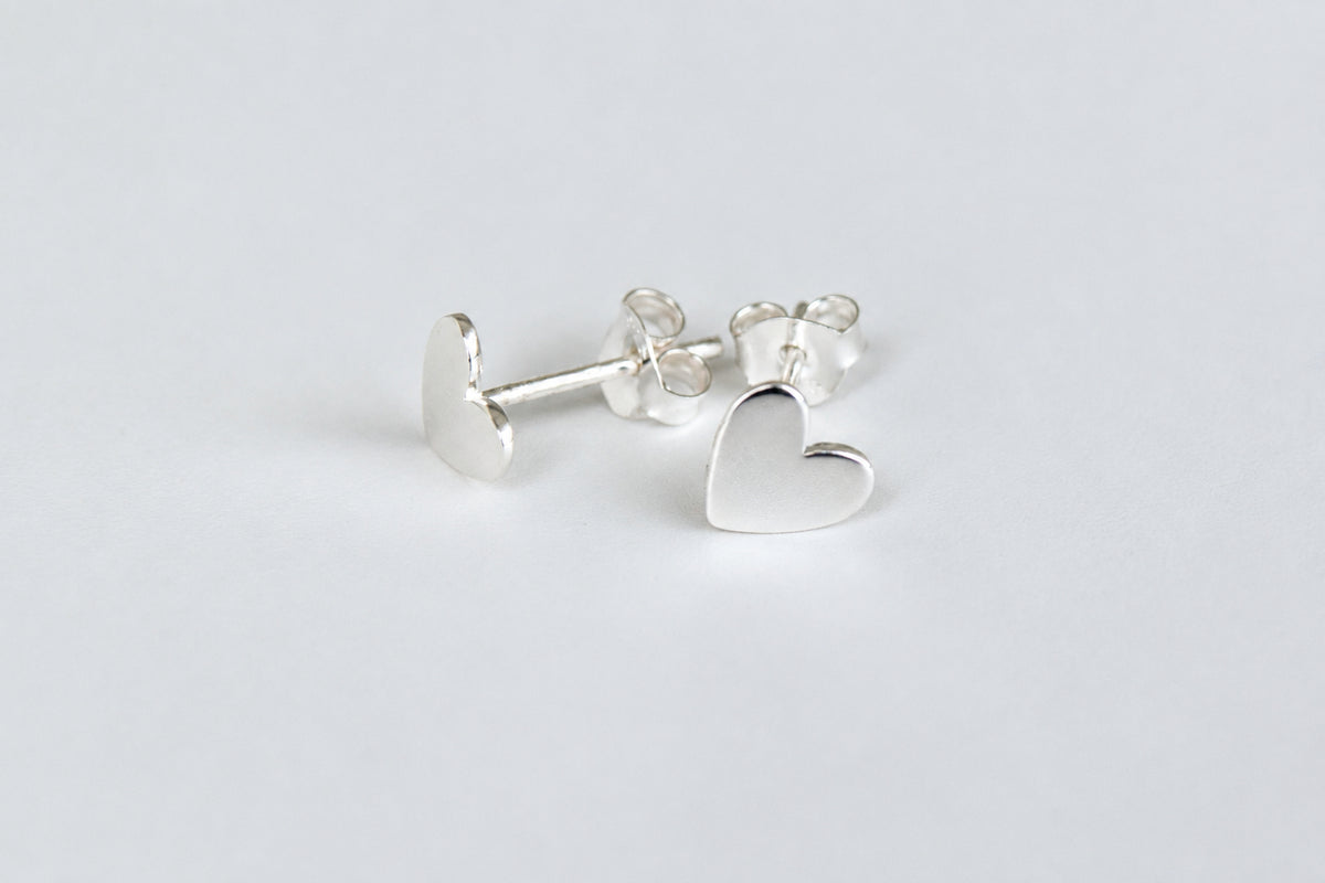 Sterling Silver Solid Heart Stud Earrings
