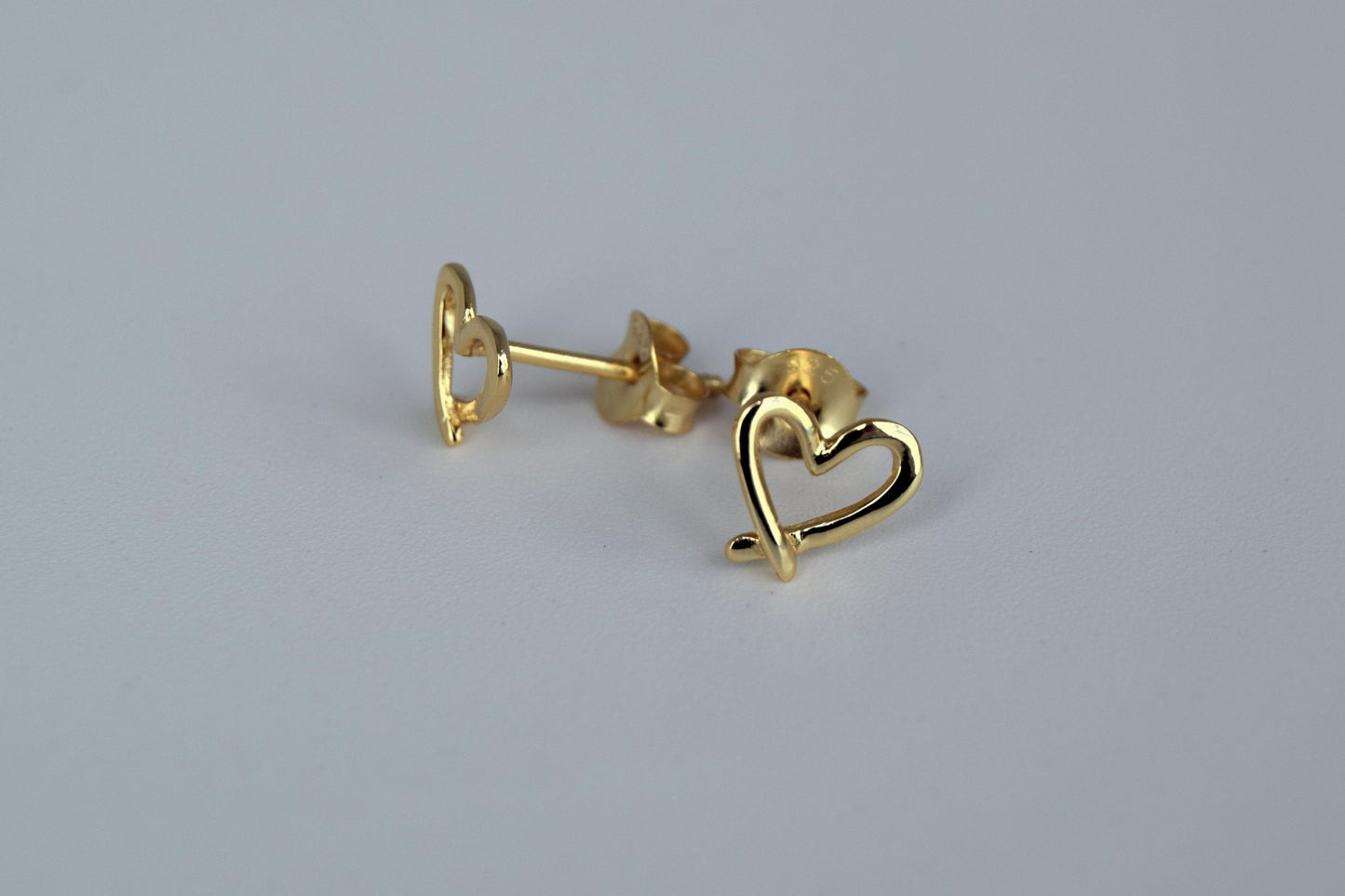 Gold Plated Skew Open Heart Stud Earrings