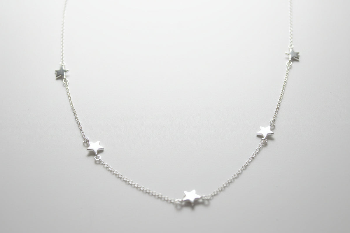 Sterling Silver Multi Star Necklace