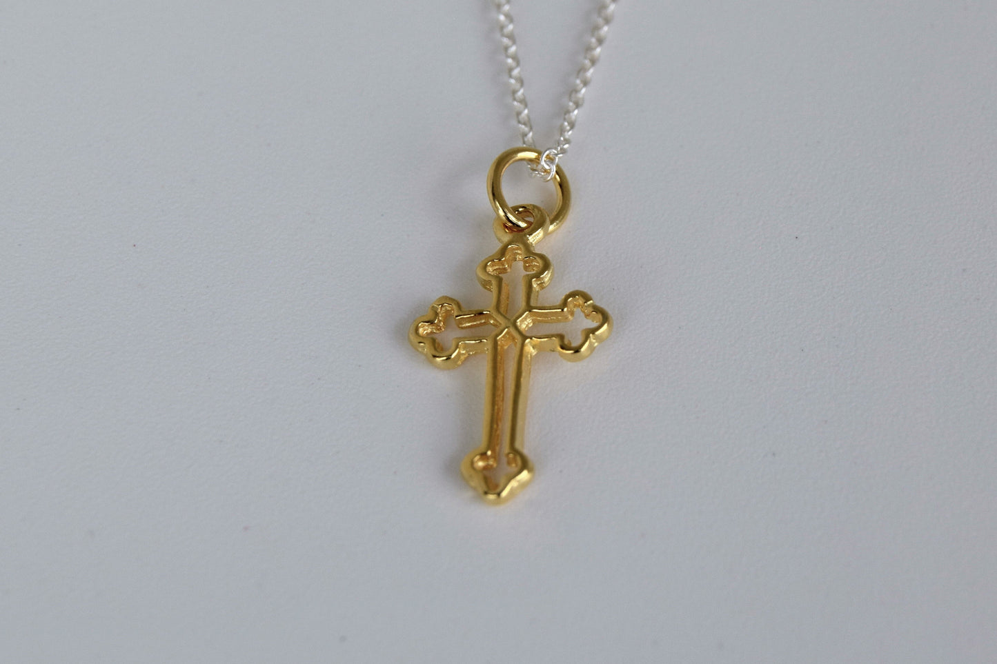 Gold Plated Gothic Open Cross Necklace