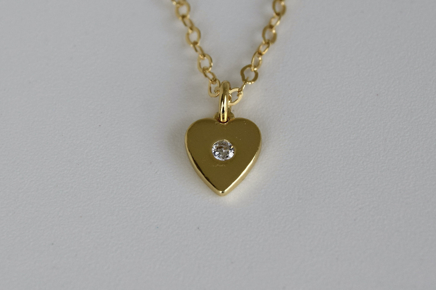 Gold Plated Heart With CZ Necklace