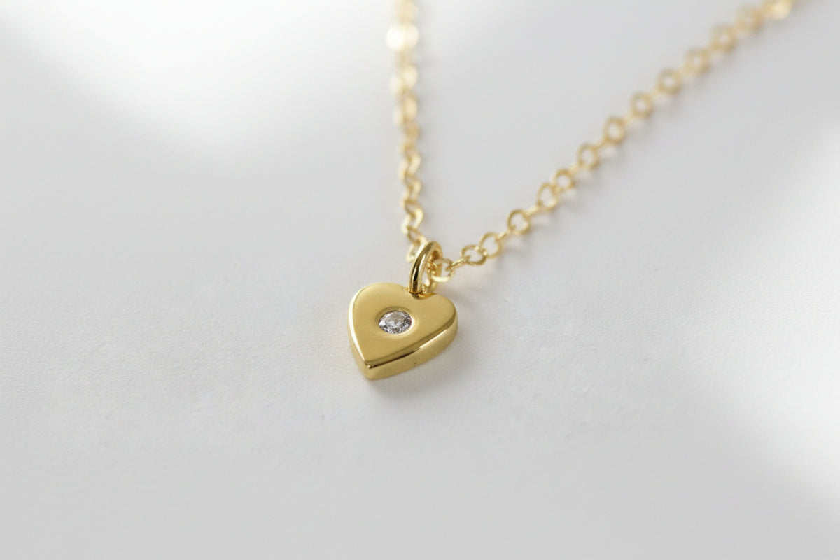 Gold Plated Heart With CZ Necklace