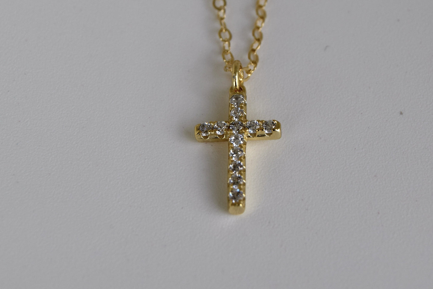 Gold Plated CZ Cross Necklace