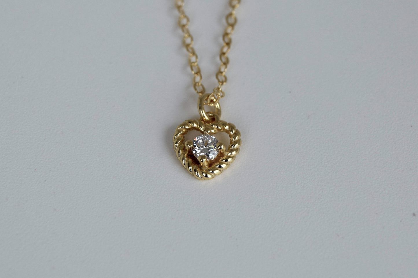 Gold Plated CZ Wire Heart Necklace