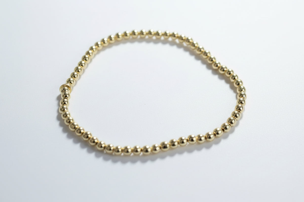 Gold Plated Beaded Stretched Bracelet