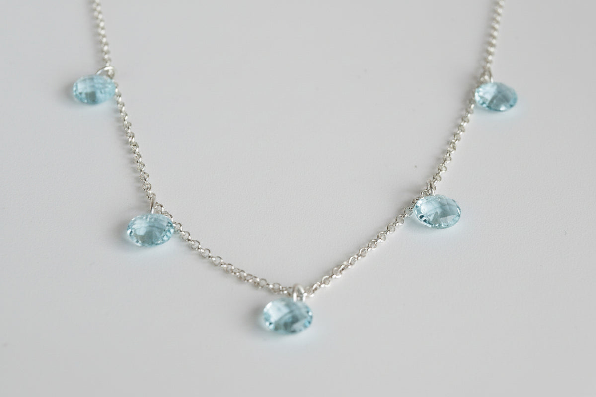 Sterling-Silver Multi 5 Colour Stones Necklace