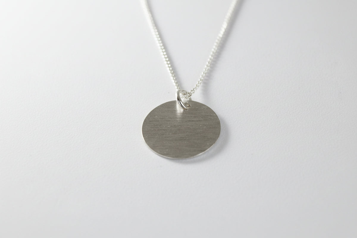 Sterling Silver Brushed Disc Necklace