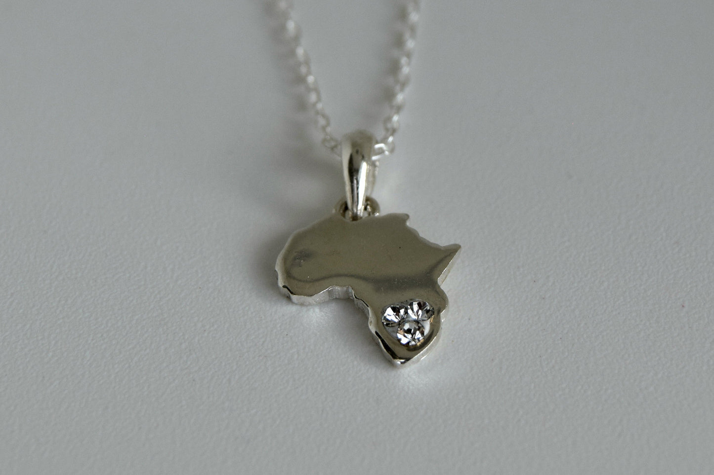 Sterling Silver Africa with CZ Necklace