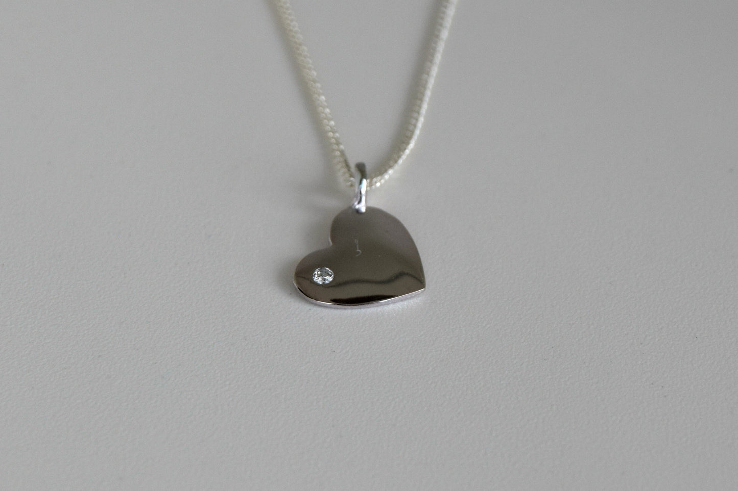 Sterling Silver Dangle Heart with CZ Necklace