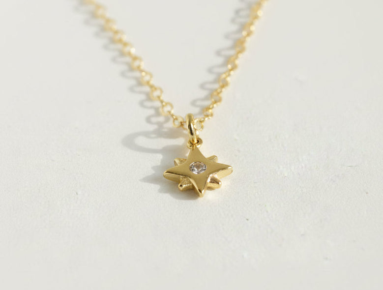 Gold Plated Star With CZ Necklace
