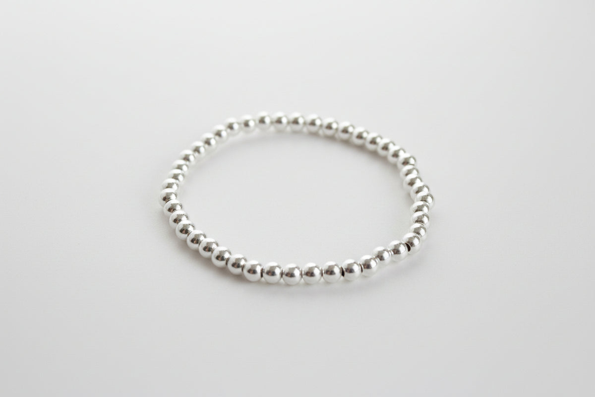 Sterling Silver Beaded Stretched Bracelet