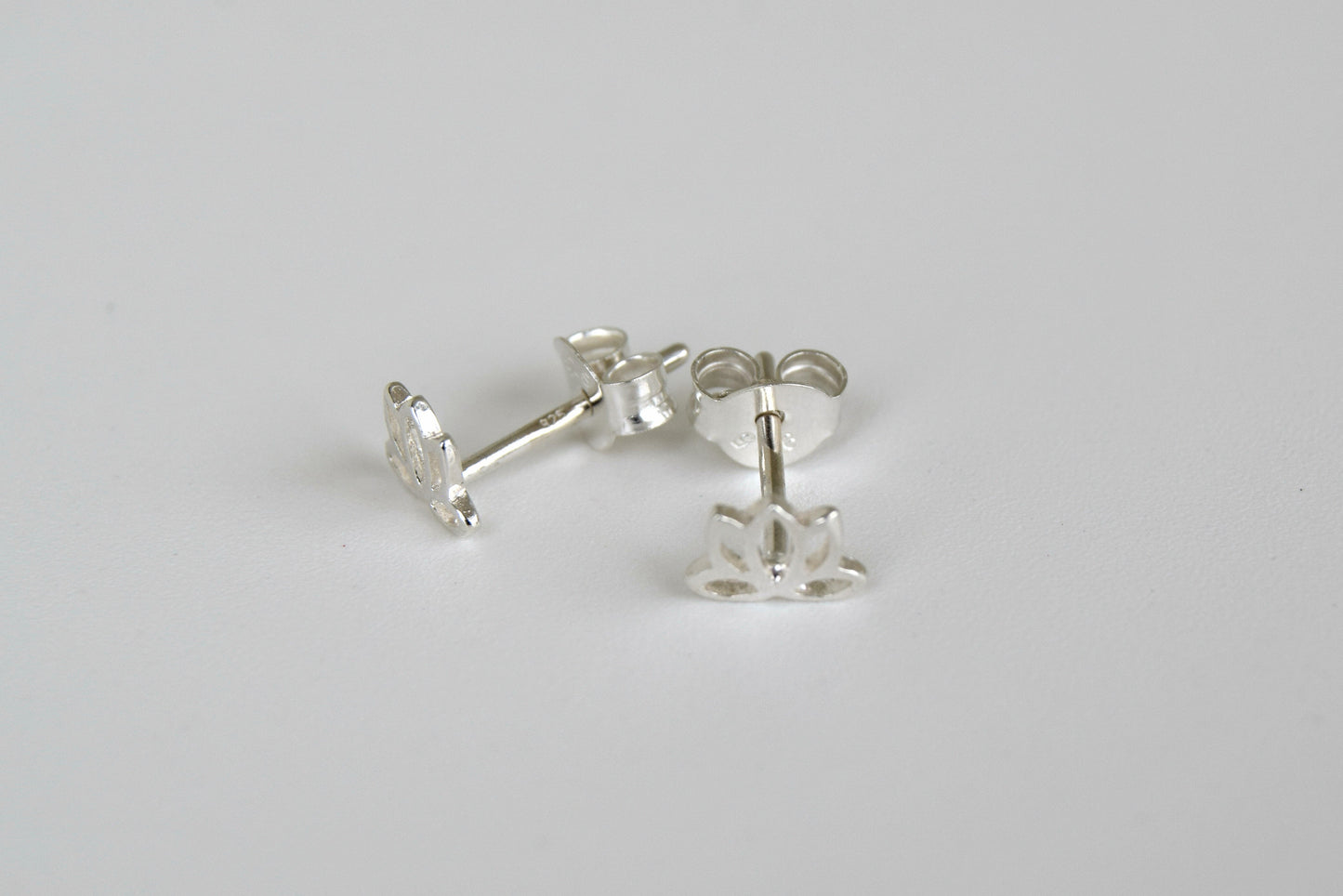 Sterling Silver Lotus Stud Earrings