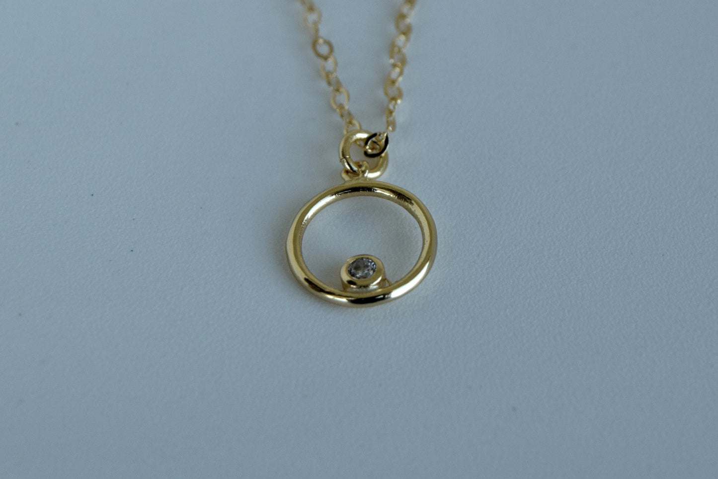 Gold Plated Circle With CZ Necklace