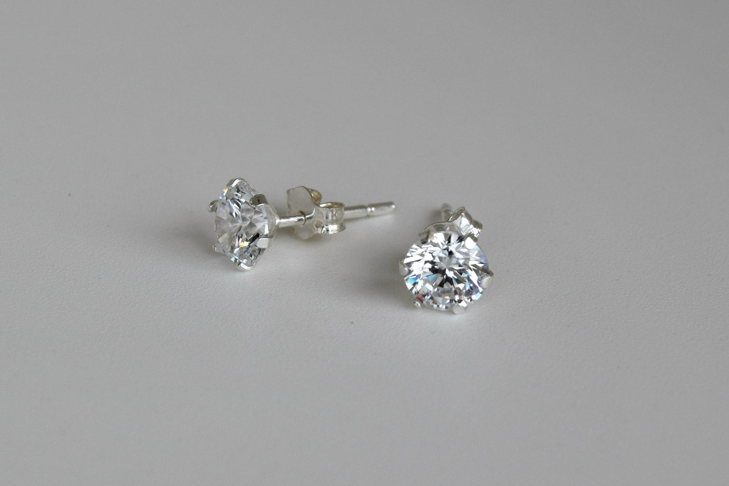 Sterling Silver CZ Stud Earrings