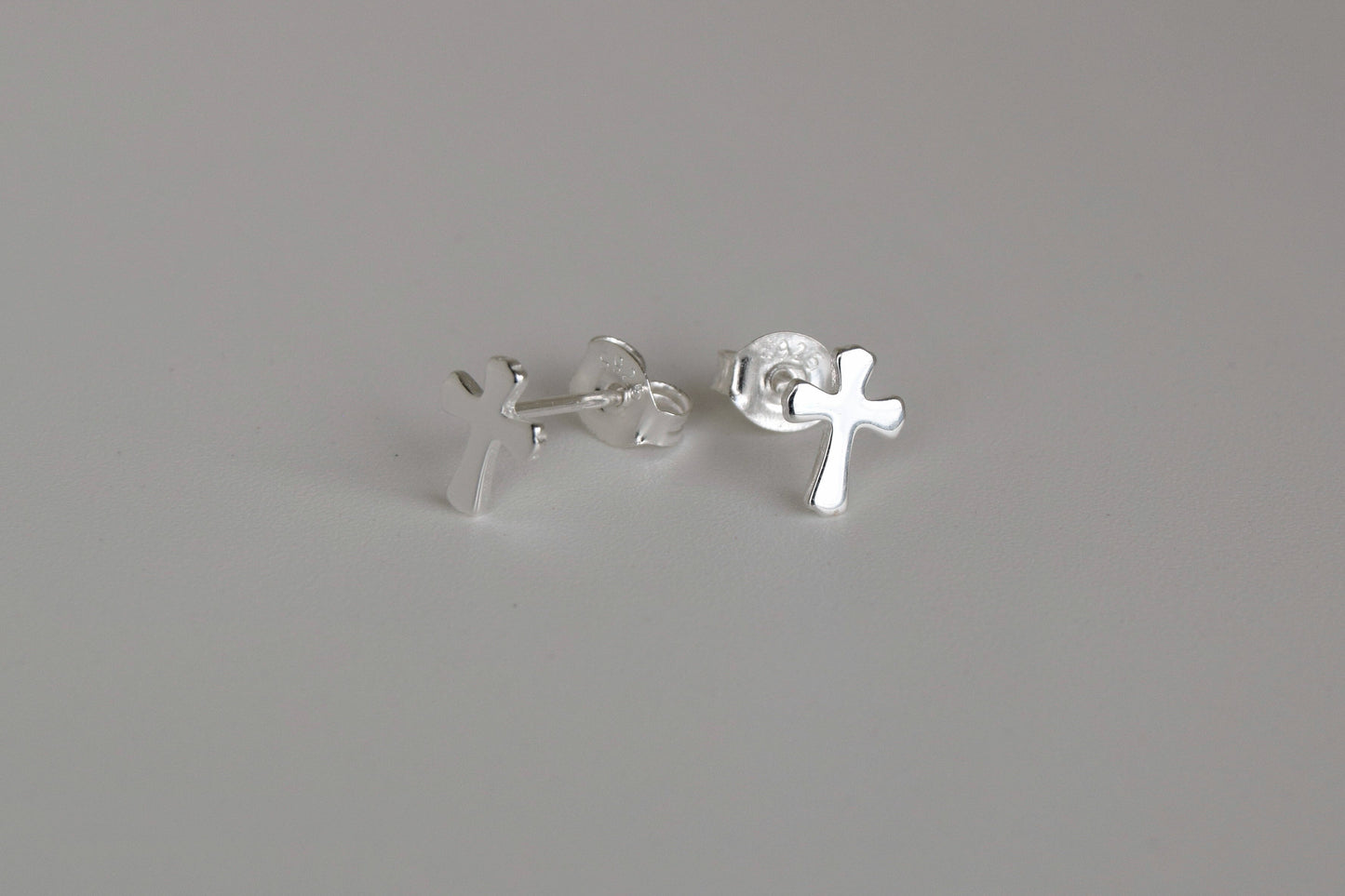 Sterling Silver Solid Cross Stud Earrings