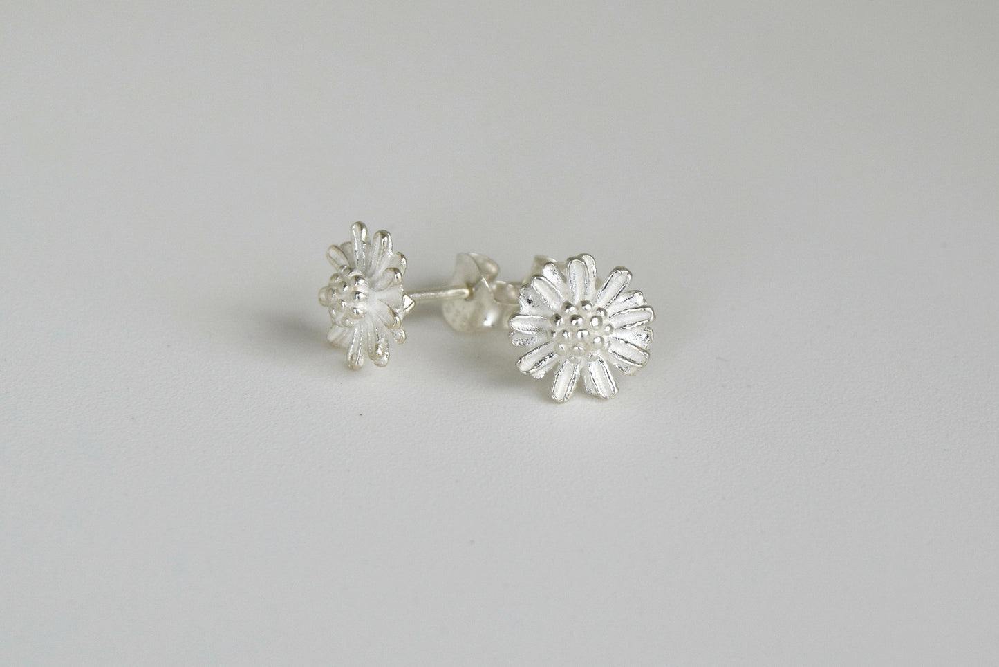 Sterling Silver Big Jasmine Flower Stud Earrings
