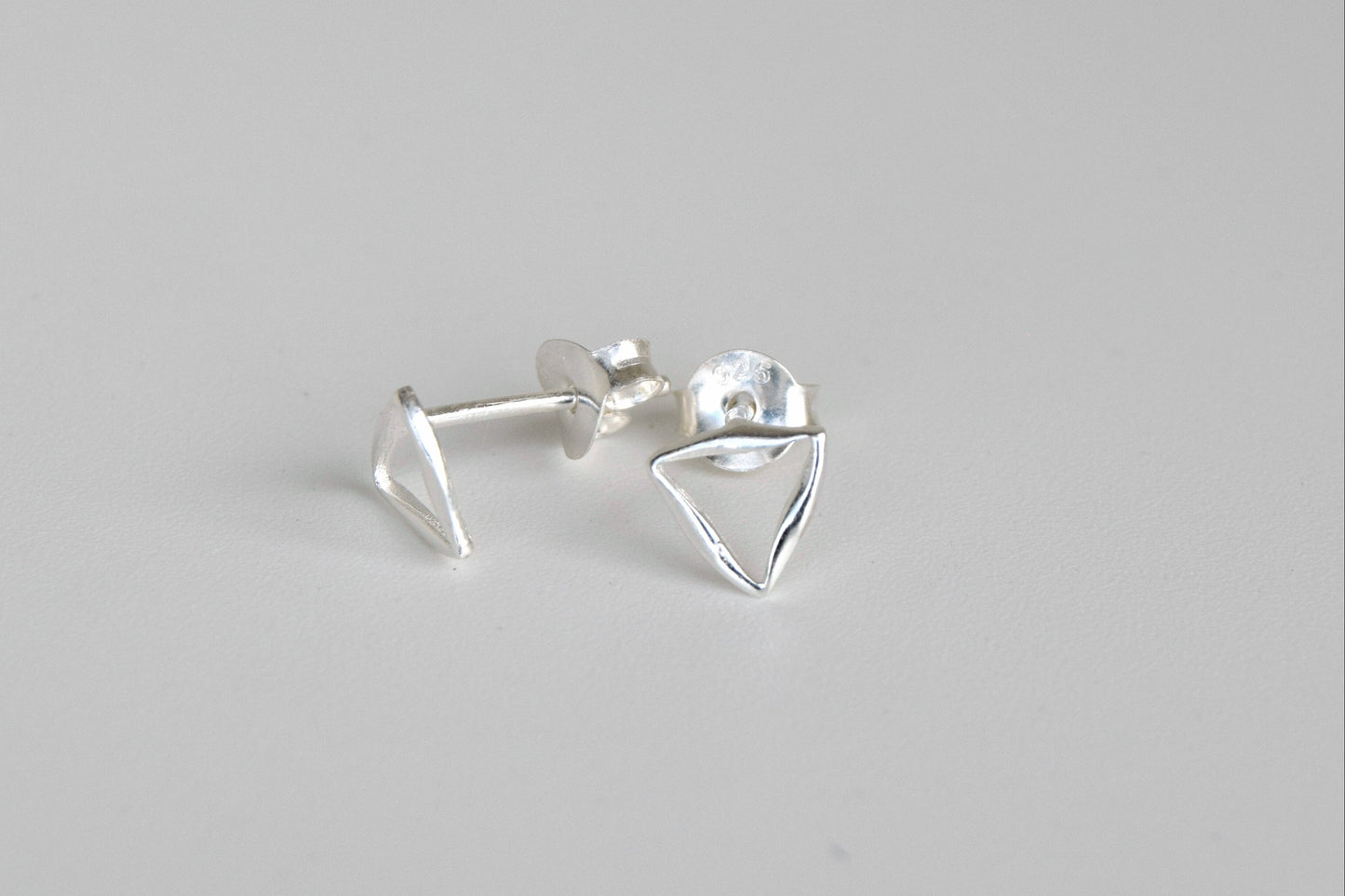 Sterling Silver Twisted Triangle Stud Earrings
