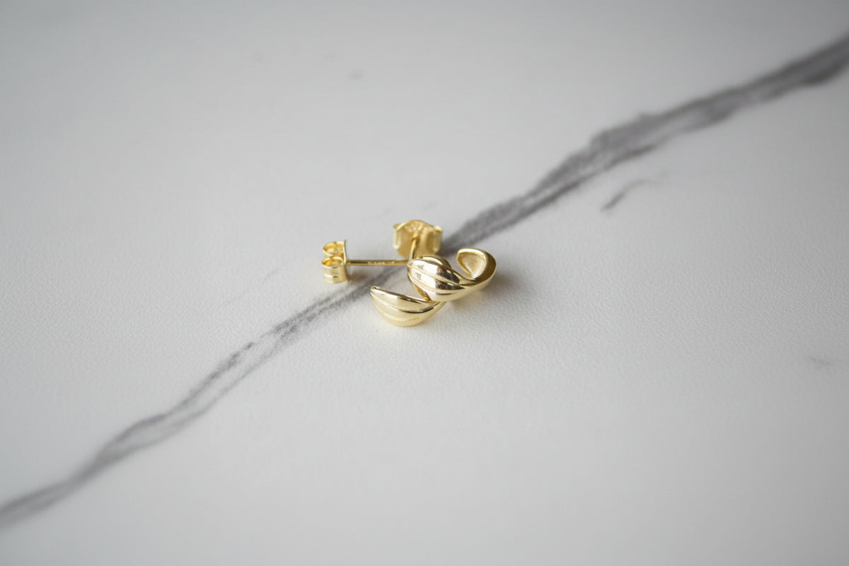 Gold Plated Ridged Stud Earrings