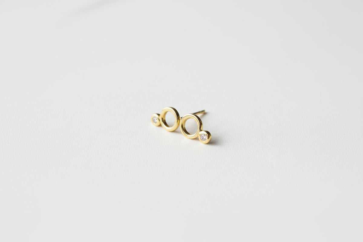 Gold Plated CZ Circle Stud Earrings