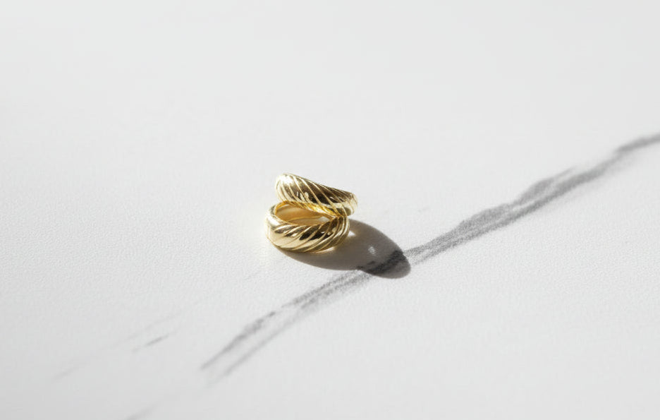 Gold Plated Textured Huggie Earrings