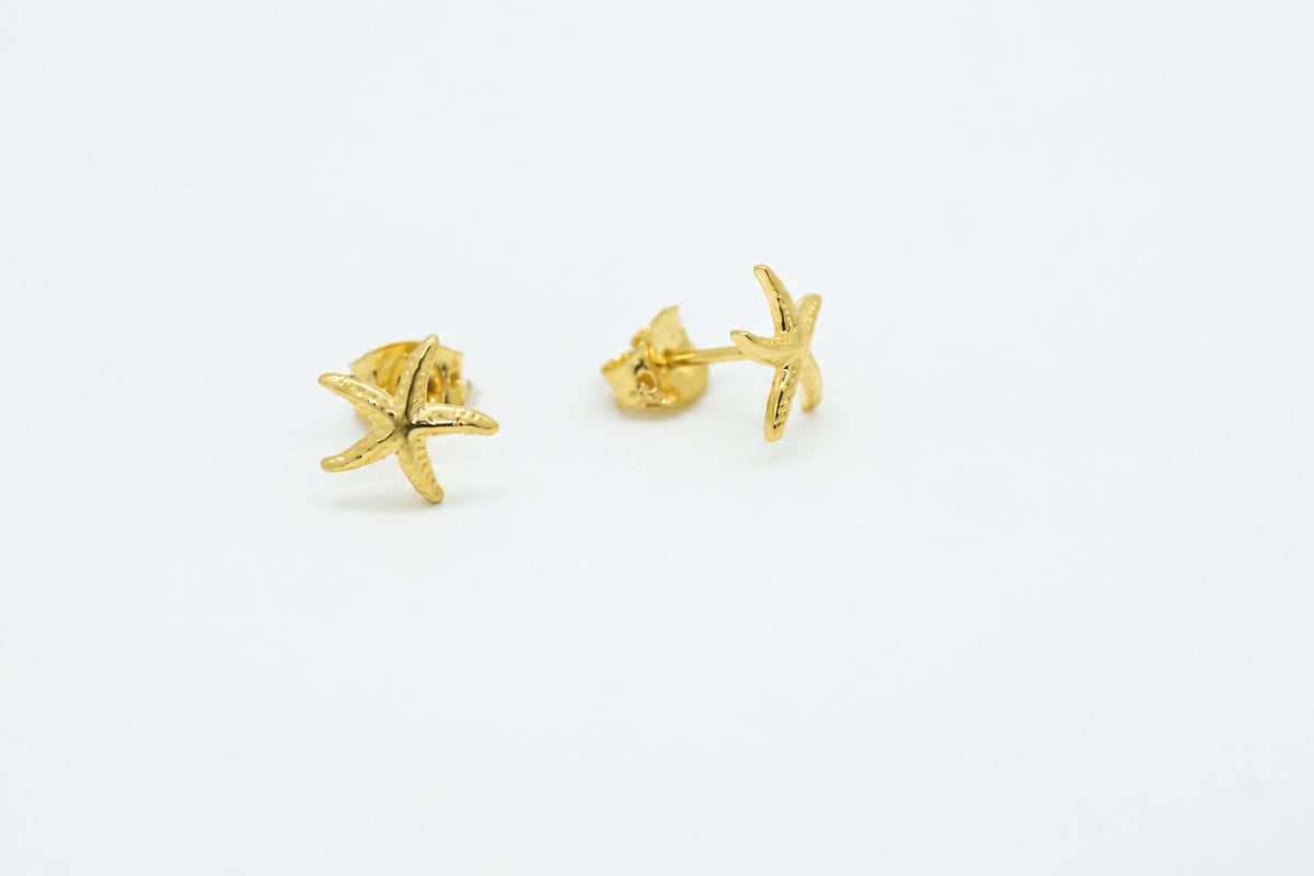 Gold Plated Brass Starfish Stud Earrings