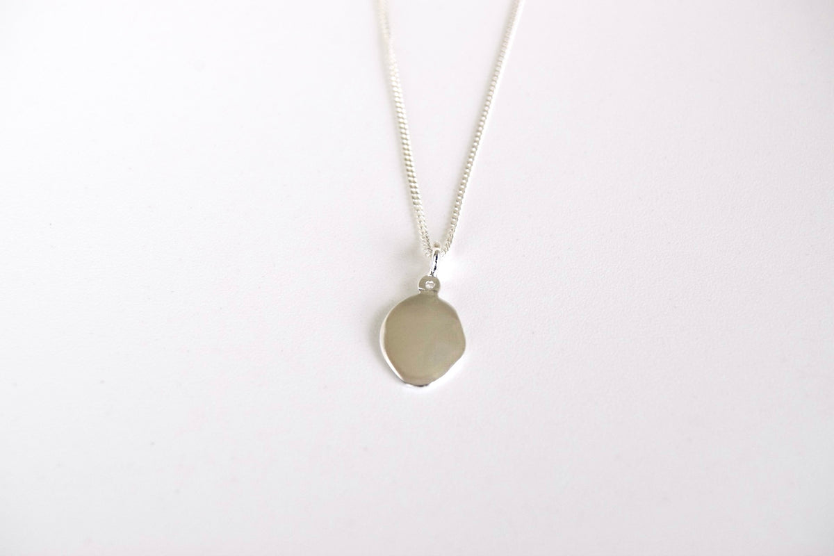 Sterling Silver Oval with CZ Necklace