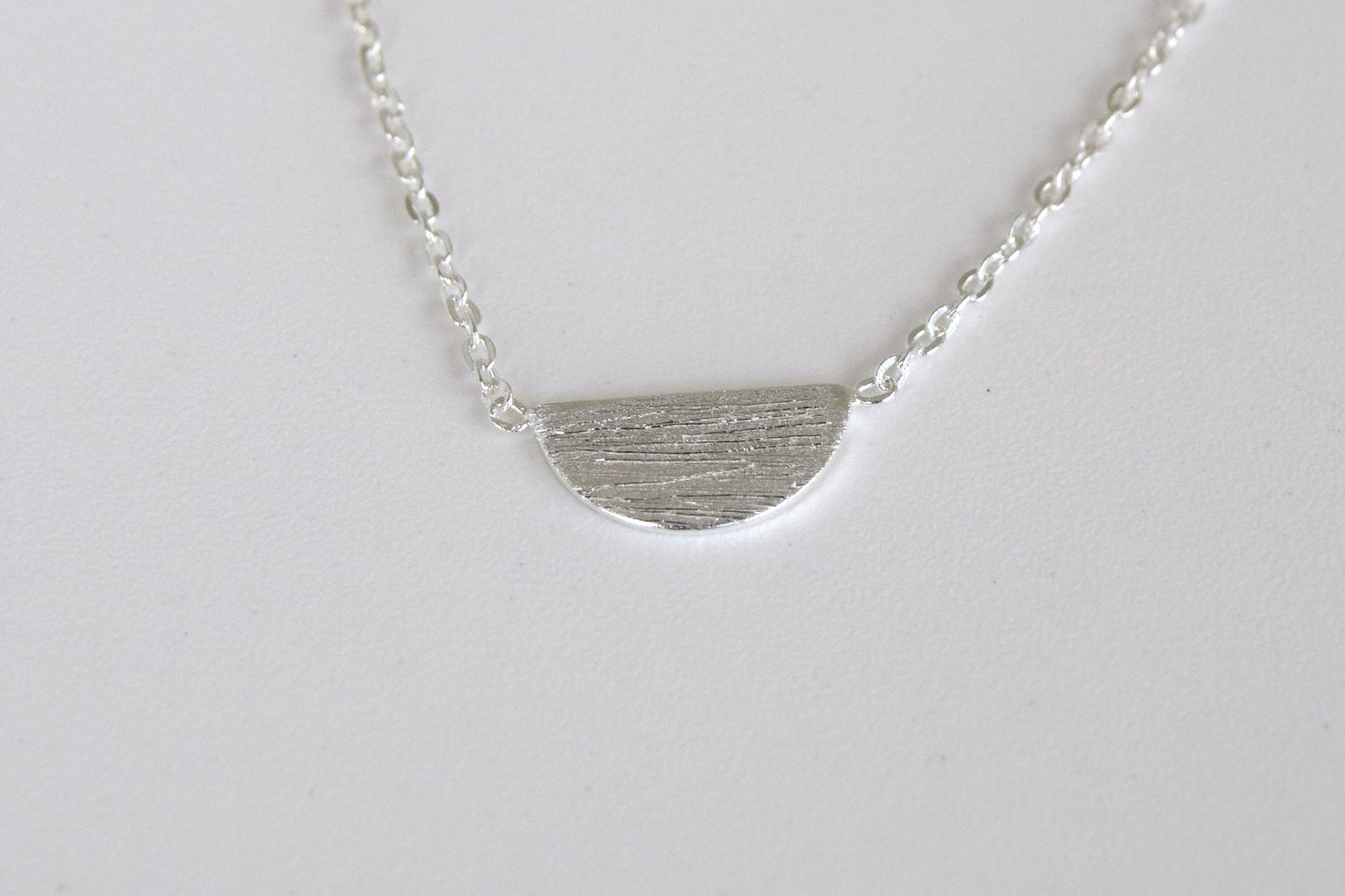 Sterling Silver Brushed Semi-Circle Necklace