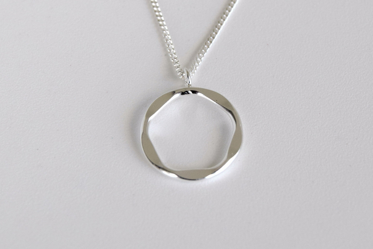 Sterling Silver Textured Circle Necklace