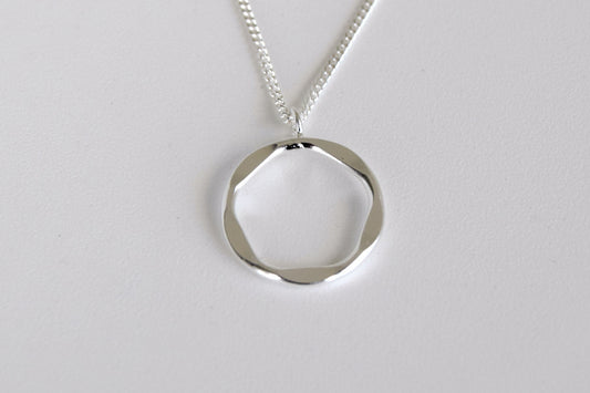 Sterling Silver Textured Circle Necklace