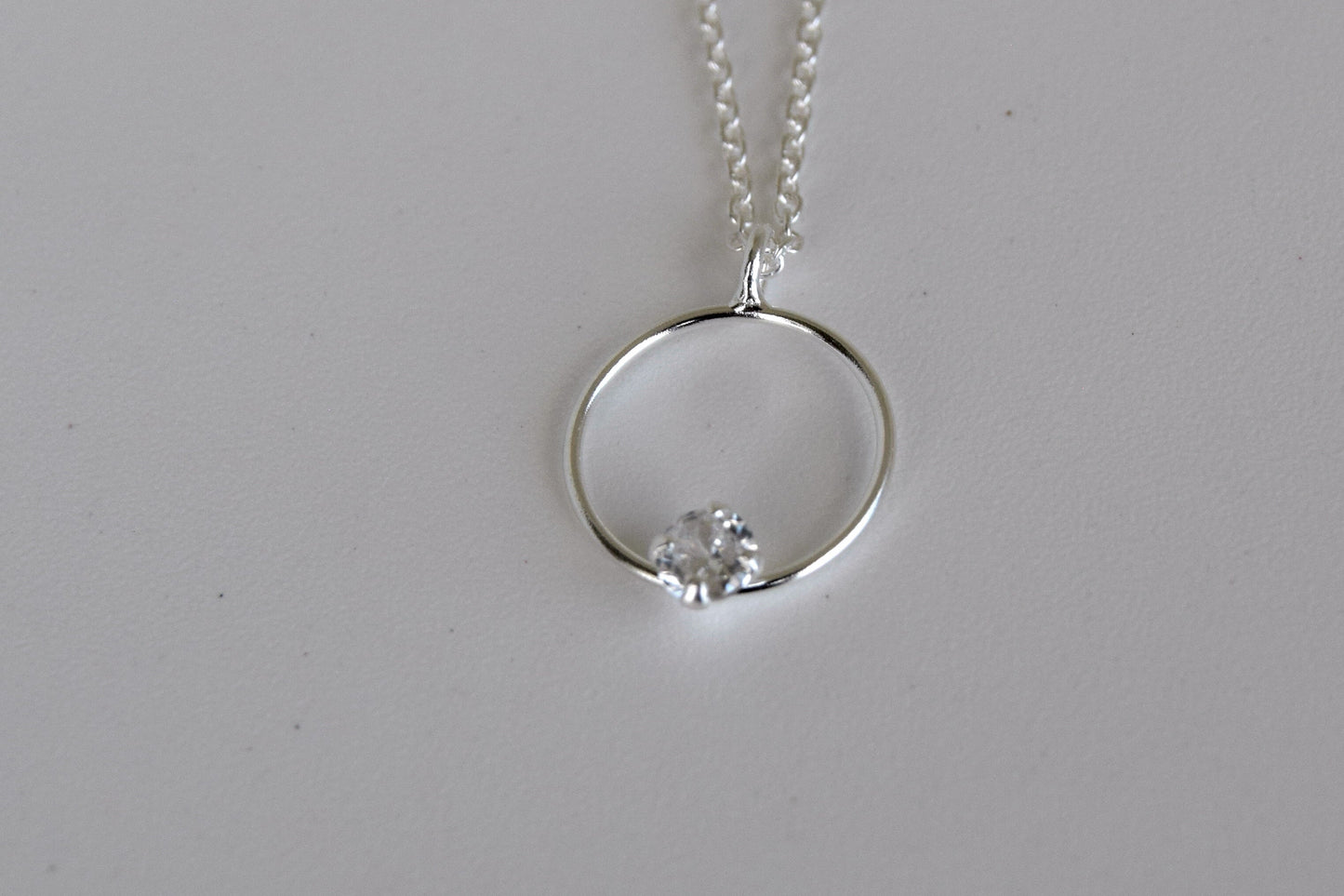 Sterling Silver Circle with CZ Necklace