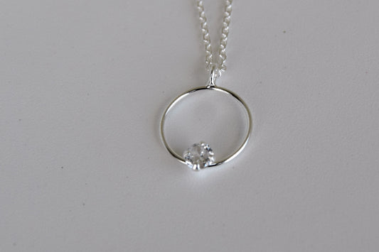 Sterling Silver Circle with CZ Necklace