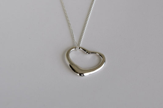 Sterling Silver Bold Open Heart Necklace