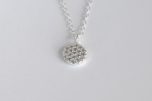 Sterling Silver CZ Disc Necklace