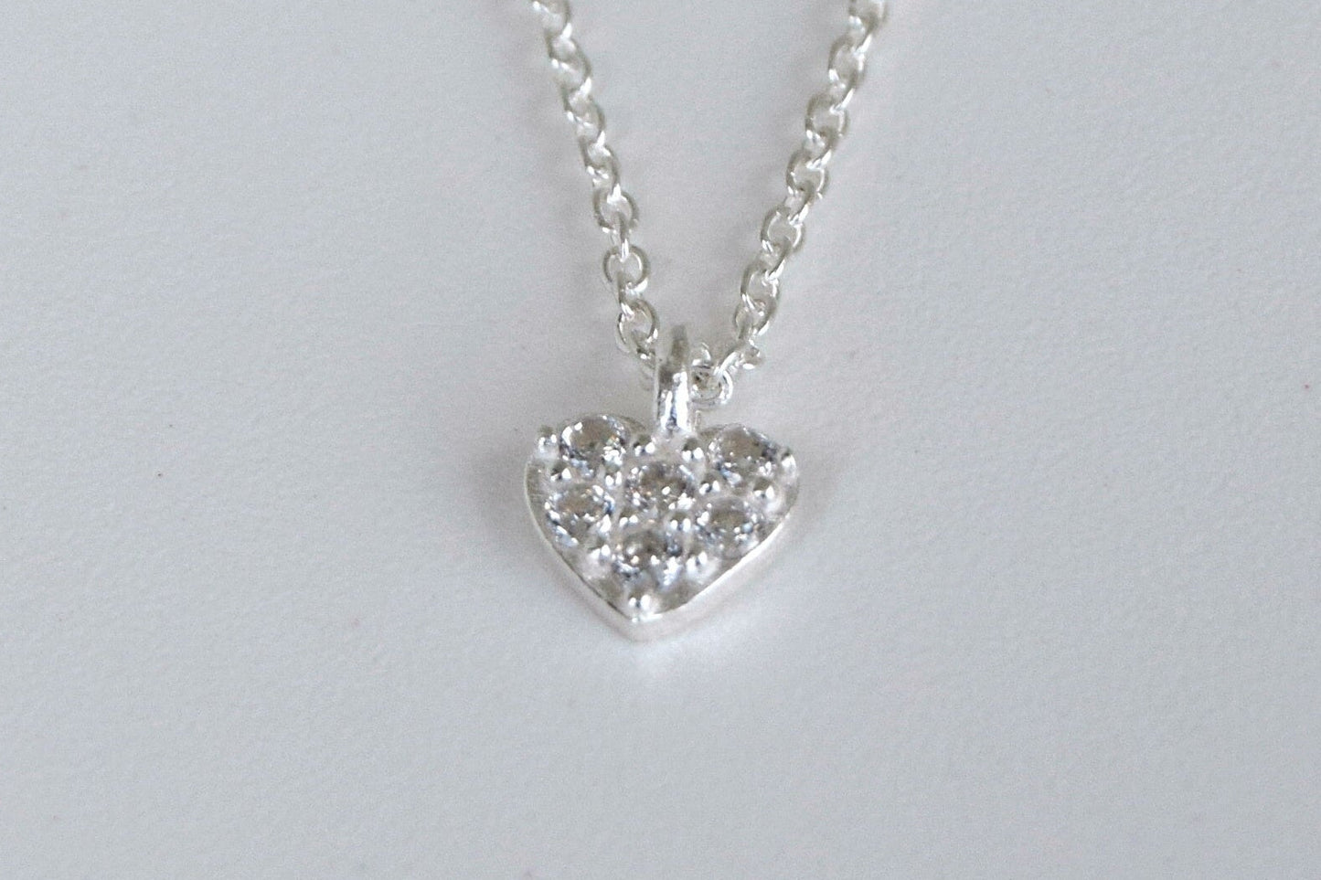 Sterling Silver Small CZ Heart Necklace