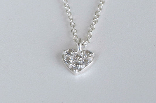 Sterling Silver Small CZ Heart Necklace