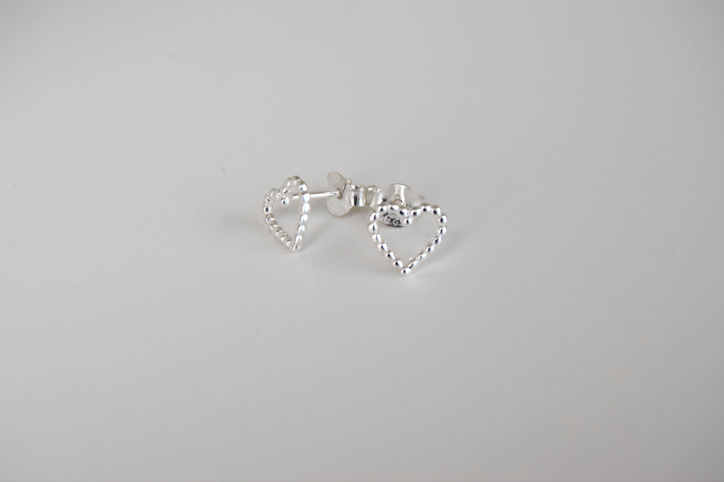 Sterling Silver Wire Heart Stud Earrings