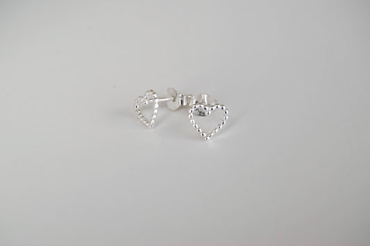 Sterling Silver Wire Heart Stud Earrings