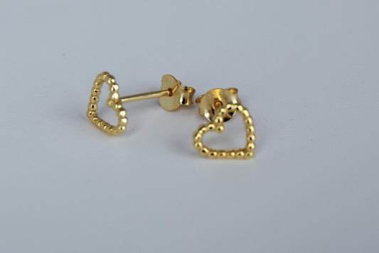 Gold Plated Wire Heart Stud Earrings