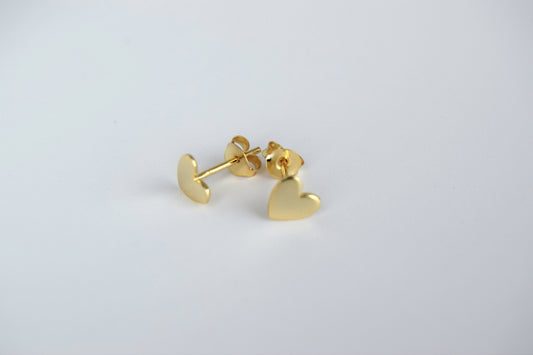 Gold-Plated Solid Heart Stud Earrings