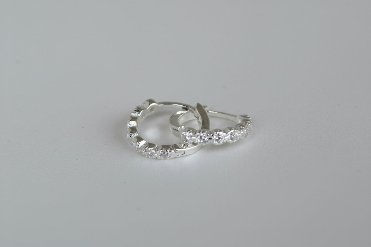 Sterling Silver Huggie Earrings With CZ