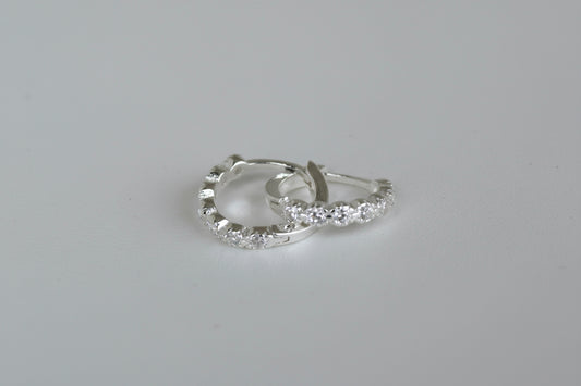 Sterling Silver Huggie Earrings With CZ