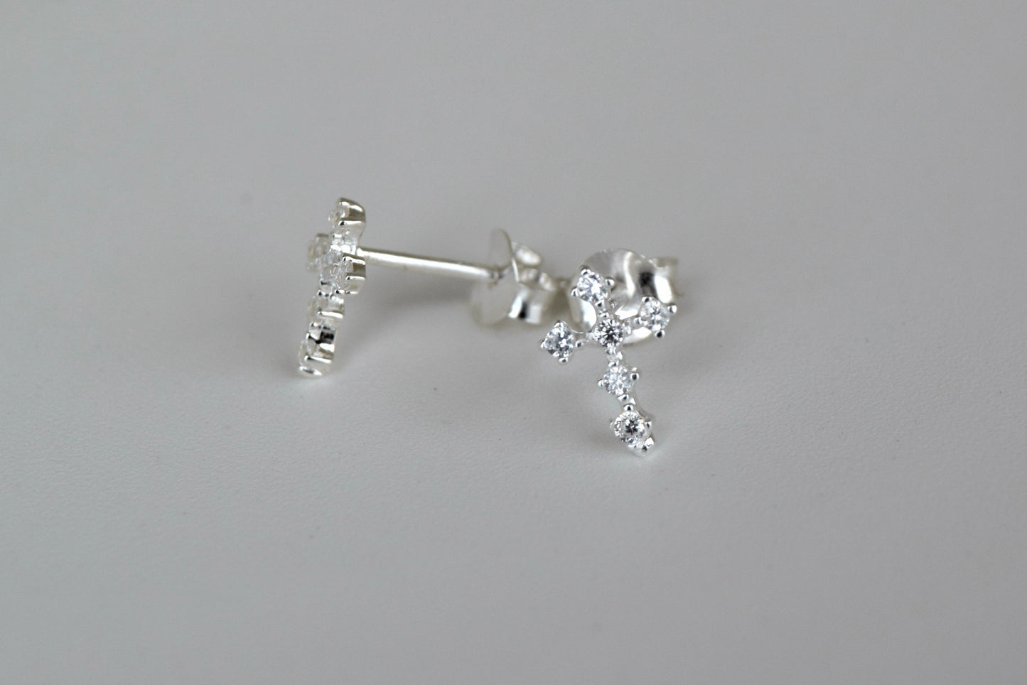 Small Sterling Silver CZ Cross Stud Earrings