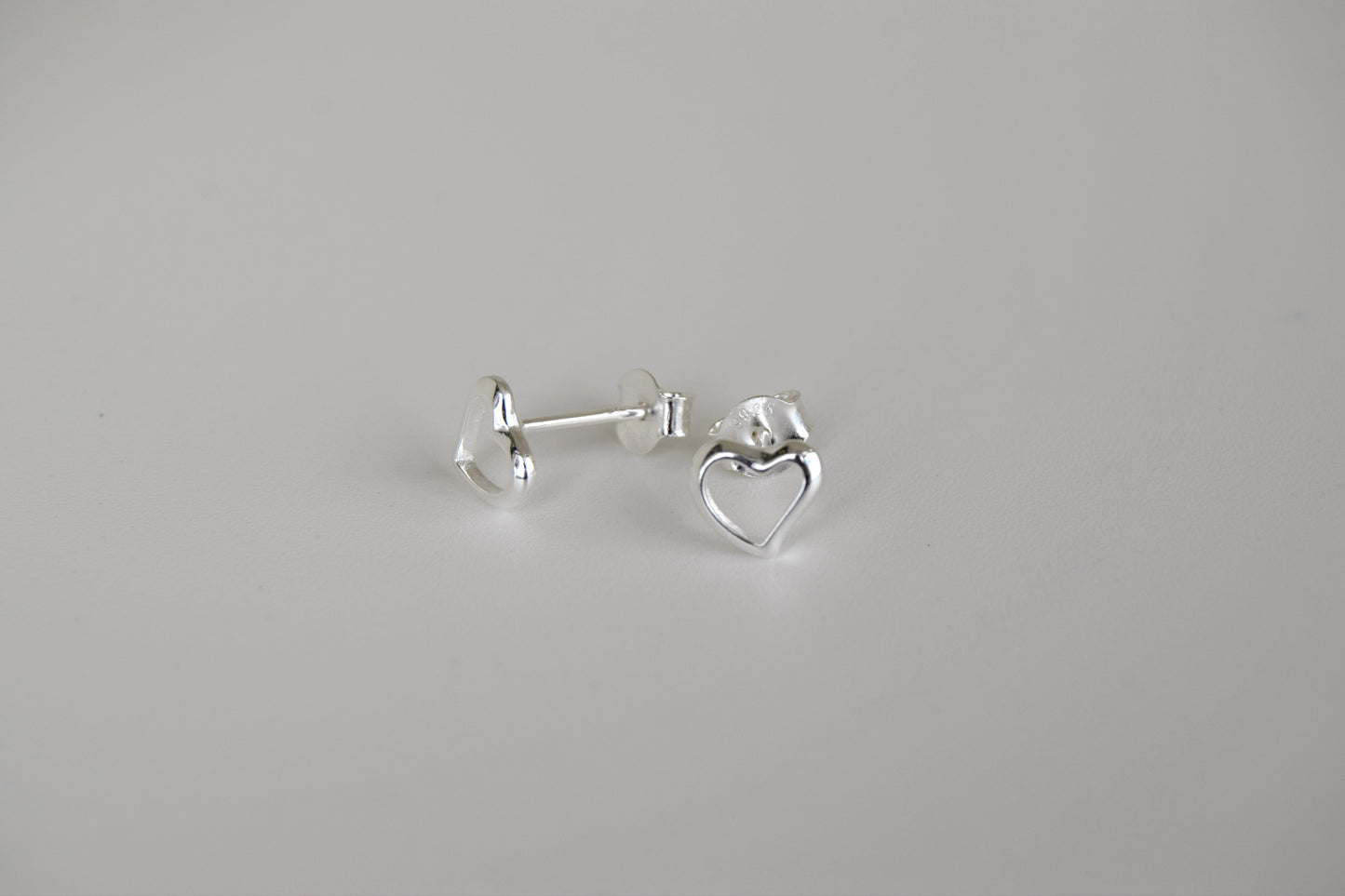 Sterling Silver Open Heart Stud Earrings