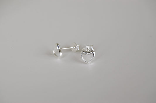 Sterling Silver Open Heart Stud Earrings