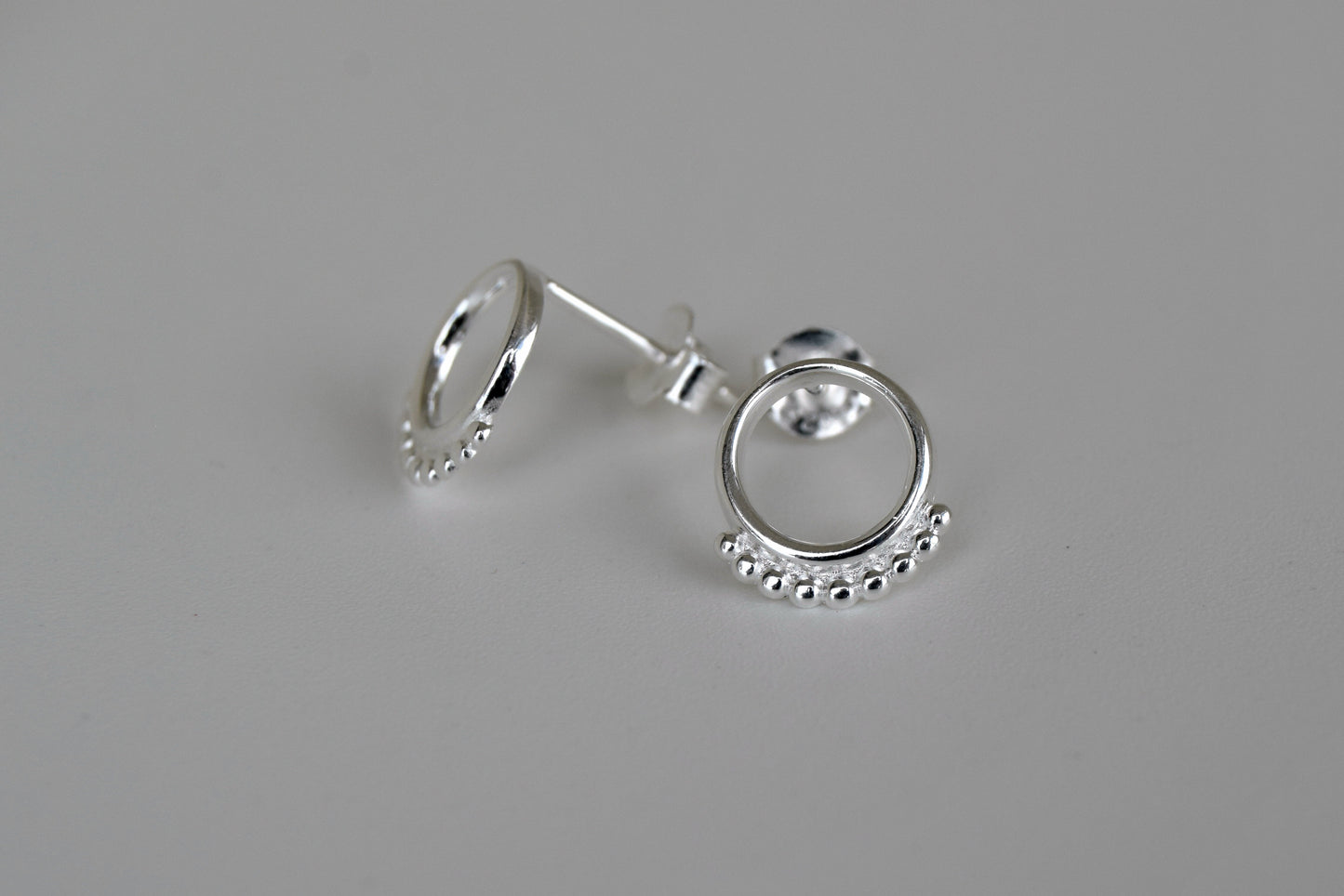 Sterling Silver Circle With Small Balls Stud Earrings